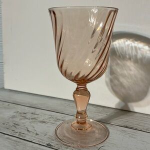 Arcoroc of France Rosaline Blush Pink Swirl Depression Glass Goblet